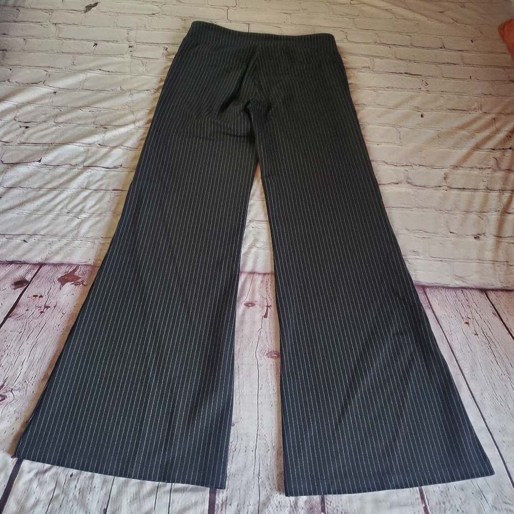 Betabrand Black Pinstripe Flare Yoga Pants Pull-on Stretchy Preppy Mid-rise Med - Picture 4 of 11